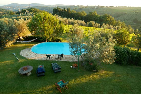 ez már San Casciano, a Villa Gentile, annak is a kertje